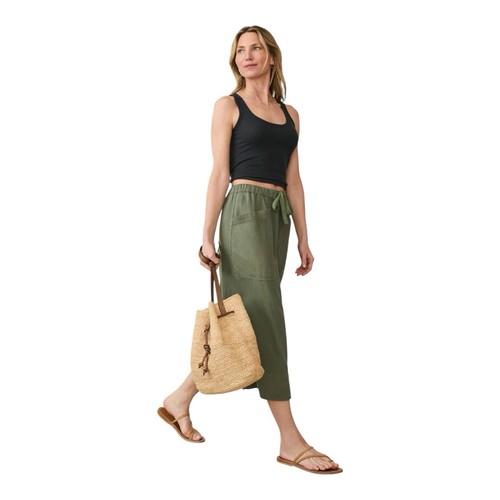 FAHERTY Topanga Drape Utility Falda Verde Oliva Algodón Orgánico Talla L - Imagen 3 de 19