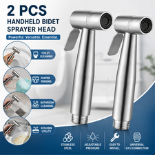 2PCS Stainless Steel Handheld Bidet Sprayer Head G1/2 Bathroom Toilet Cleaner US