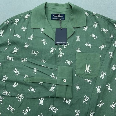 NEW Psycho Bunny Men's MEDIUM Green Valen Flannel Pajama Top