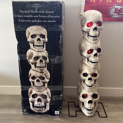 Stacked Skulls with sound & LED eyes Halloween Decor Costco 41  Rare HTF #955184