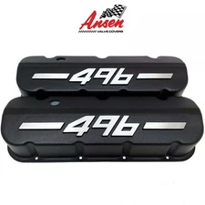 Big Block Chevy 496 Tall Valve Covers Raised Logo - Black- Ansen USA