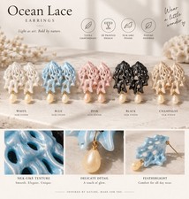 3D Printed Ocean Lace Shell Earrings for Women Fashion Jewelry Accessories