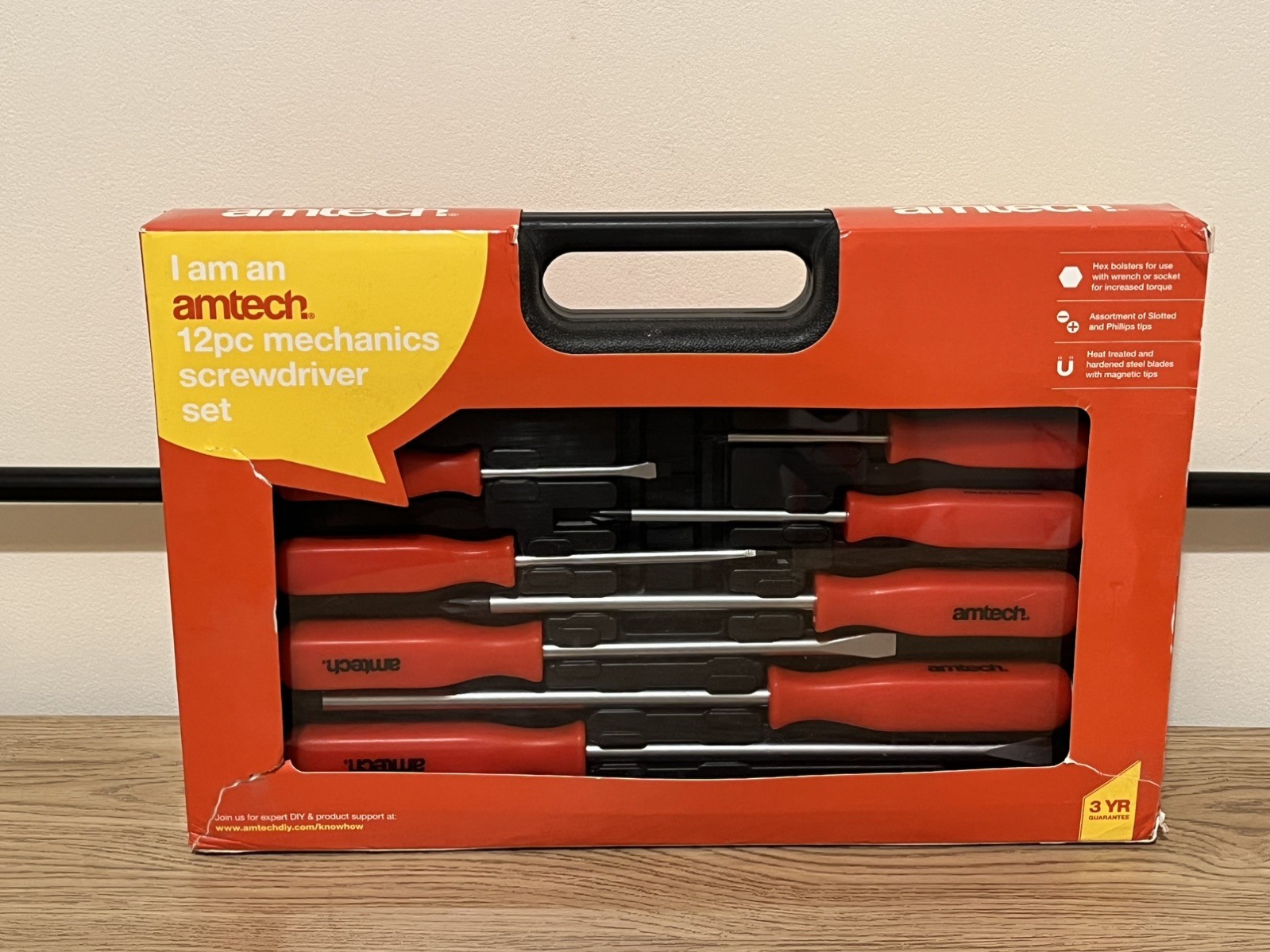 12pc Mechanics Screwdriver Set In Carry Case Precision Heavy Duty DIY Workshop