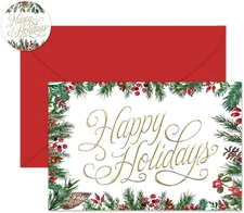 24 Pack Happy Holidays Greeting Cards Merry Christmas Note Cards with Envelopes 