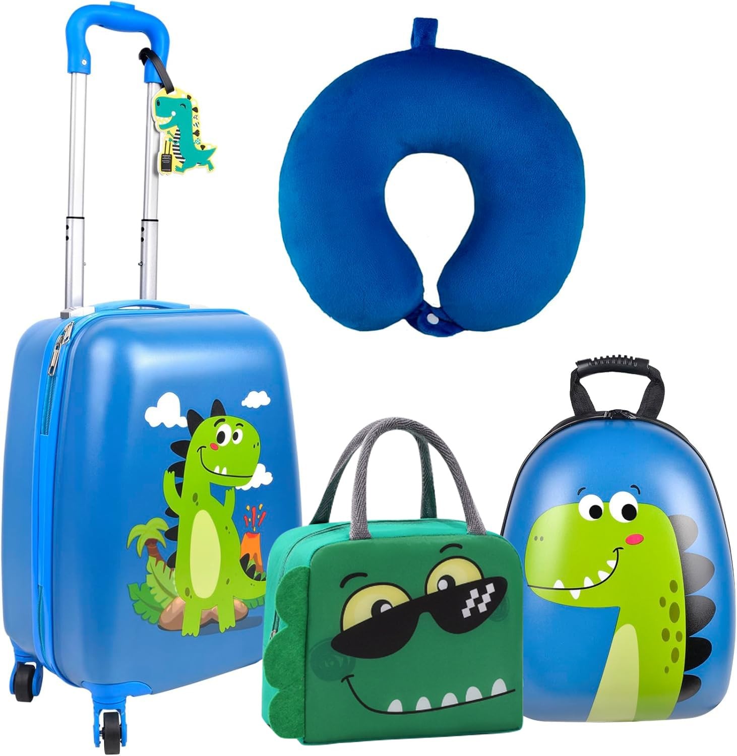 Suitcase Set - 5 Piece Upright Kids Carry On Luggage Wi...