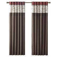 Pemberly Row Polyester Fabric Window Panel with Lining in Brown/Red