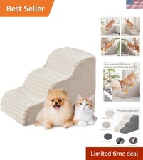 Dog Stairs for Small Dogs  Cats 15.7" H, High Density Foam Dog Steps Ramp fo...