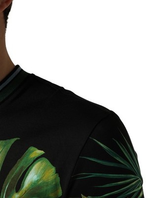 DOLCE & GABBANA T-shirt Black Bird Print Cotton Men Crew Neck IT46