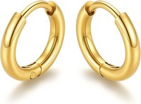 Ohrringe Creolen Edelstahl 8-16Mm Huggie Silber Gold Schwarz FüR Damen Herren