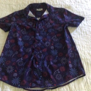 Mr Swim Mens Swim Shirt Size Small Button Up Short Sleeve Patriotic