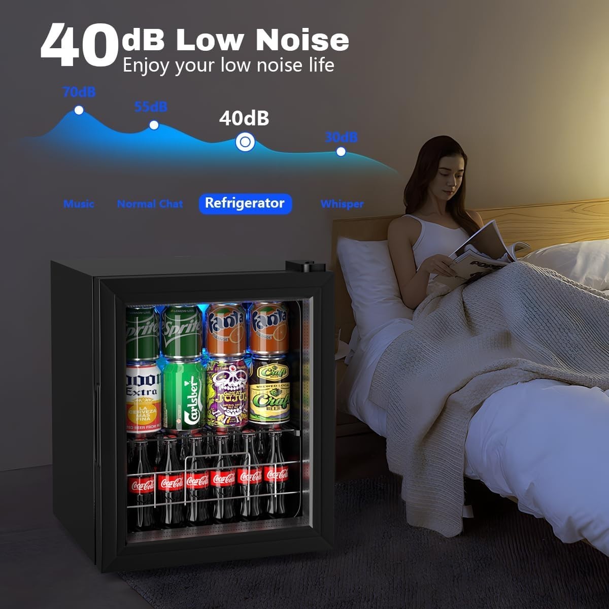 FLB-45 Small Mini Fridge Freestanding Beverage 75 Can, Cooler Refrigerator with 