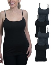Miss Popular Women's 4-Pack Camisole Tank Tops Basic Undershirt with Adjustable