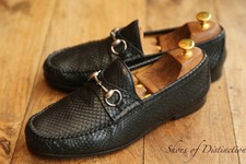 Gucci Schwarz Schlangenleder Silber Bit Halbschuhe Schuhe Herren UK 8 US 9 EU...