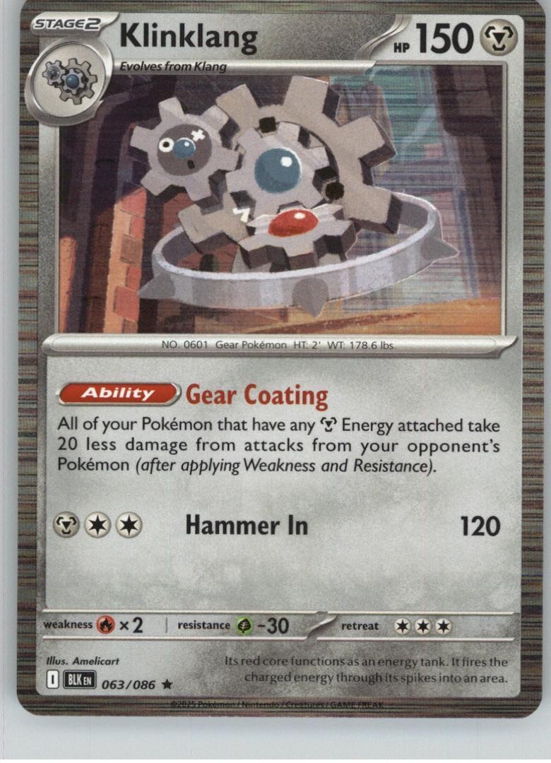 Klinklang 063/086 Holo Rare Black Bolt Pokemon Holo Near Mint