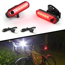 2x USB Rechargeable LED Bike Tail Light Bicycle Safety Cycling Warning Rear Lamp