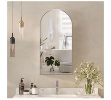 Arched Medicine Cabinet  Mirror Wall Mounted Brushed Nickel Right Hinges 16x32