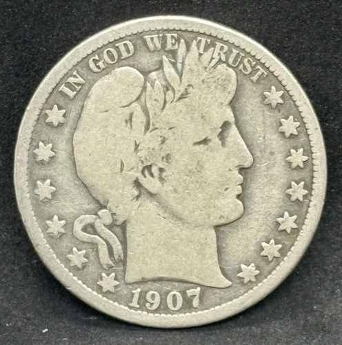 1907-D Barber Half Dollar, VG Very Good Condition