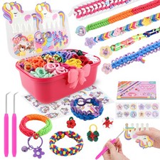 Bracelet Making Kit Gift for Girls Ages 8-12, 1200 Colorful Cloth Rubber Band.