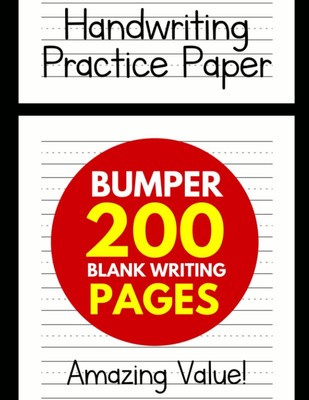 Handwriting Practice Paper for Kids: Bumper 200-Page Dotted Line Notebook (H...
