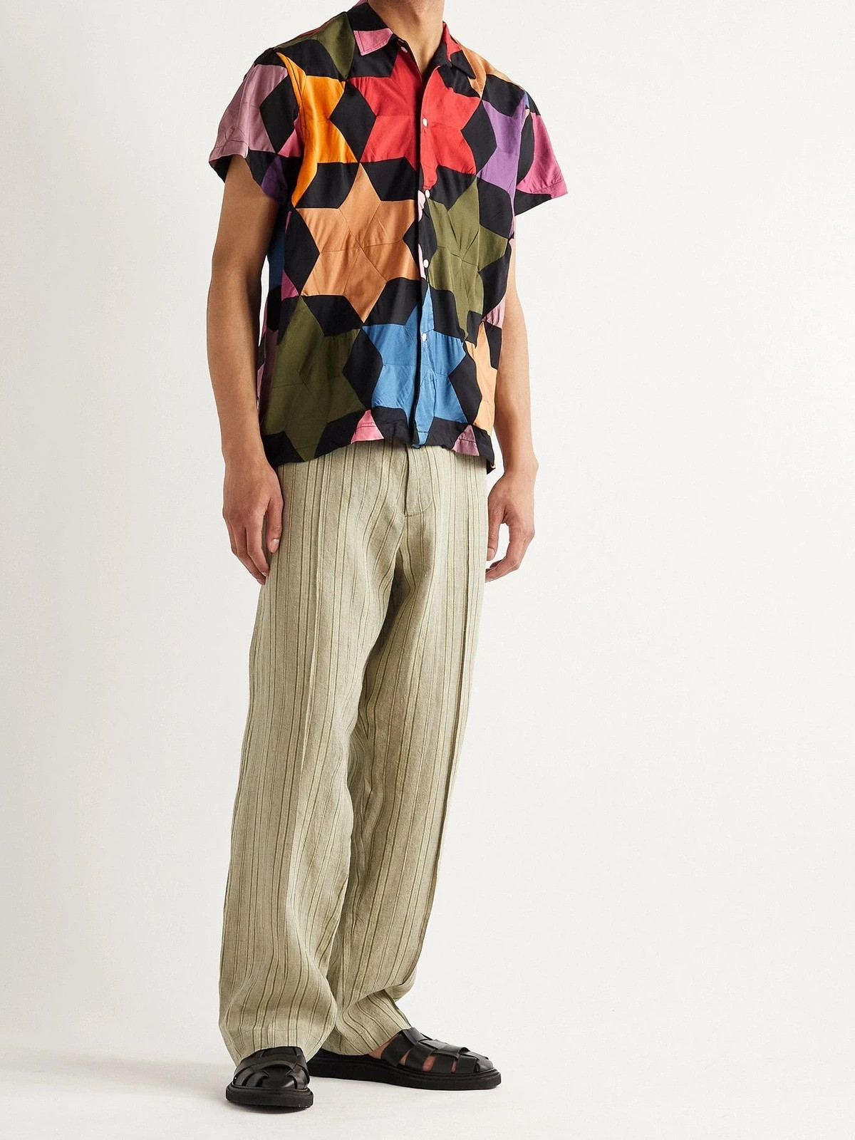 BODE - Rainbow Star Quilt Patchwork Cotton Shirt … - image 2