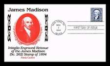 US COVER JAMES MADISON $2 REISSUE FIRST DAY ISSUE PANDA CACHET