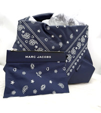 AUTH NWT $558 MARC JACOBS The Bandana Print Leather Sack Shoulder Bag In Navy