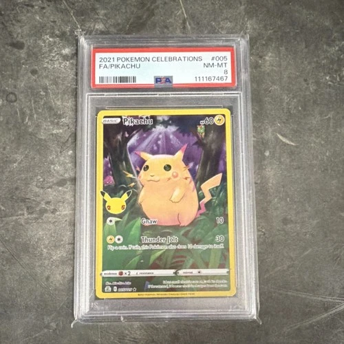 Pokémon Pikachu 005/025 Celebrations Full Art Holo Rare PSA 8 Graded Card