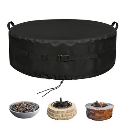 Onlyme Fire Pit Cover Round for In-Ground Fire Pits, 52-55 Round-55*9Inches