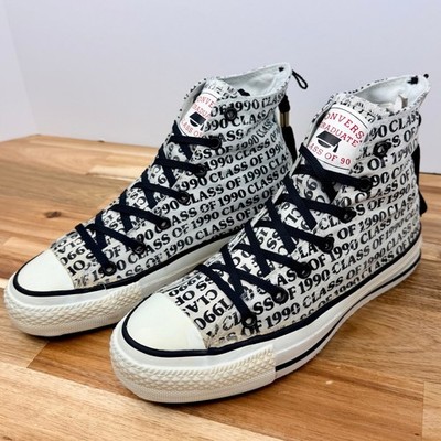 Vintage Converse Graduate Class of 1990 High Top Sneakers White Black Mens 5
