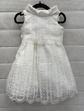 Janie And Jack Collections White Embroidered Organza Dress Flaws Size 12-18 Mo