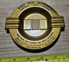 Vintage Roy Hix Garage Mercury Lincoln Hamburg PA Bean Alignment Metal Ashtray