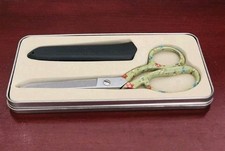 GINGHER SARAH DESIGNER'S SERIES CHROME SCISSORS. ITALY. W/CASE.UNUSED CONDITION