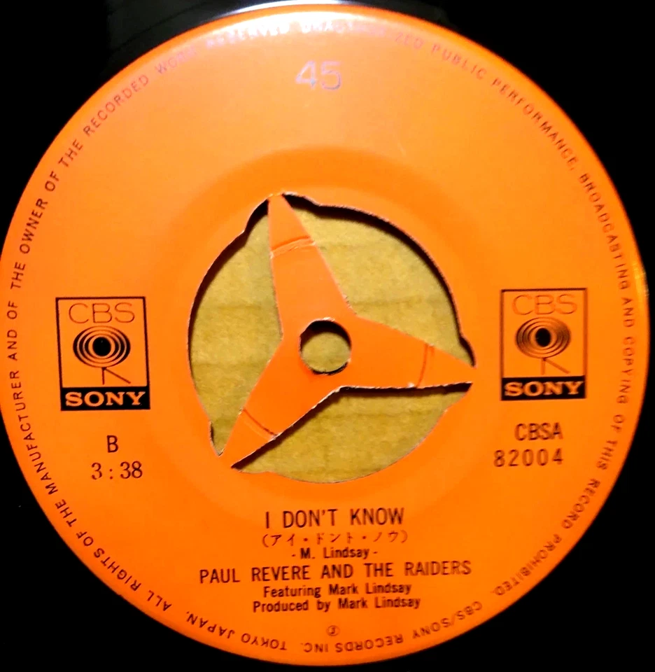 RAIDERS "Let Me/Don't Know" rare 1960's original CBS Japan only 7" w/ps Revere - Image 3 of 4