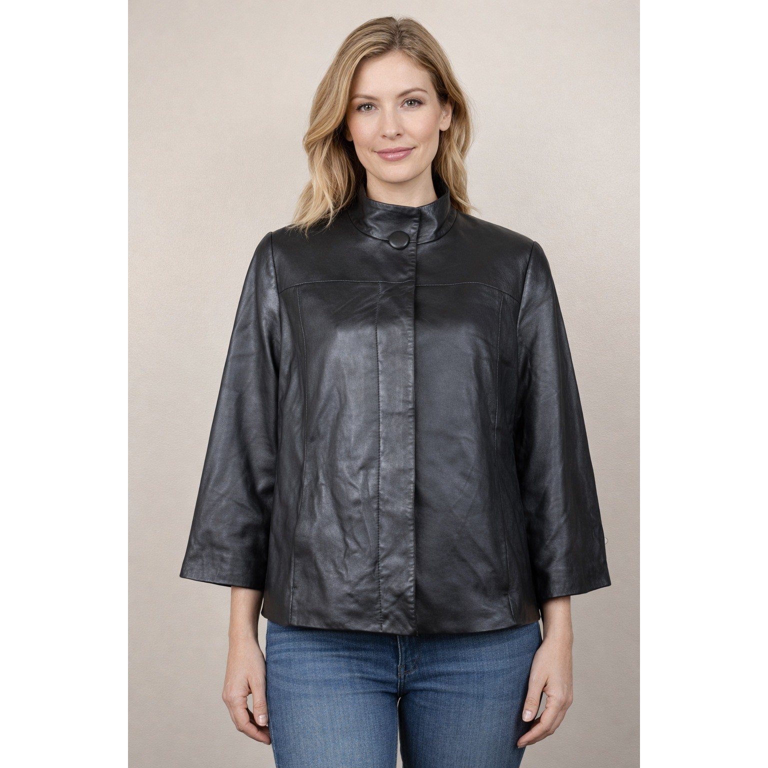 Pendleton Metallic Leather Button Down Jacket Bla… - image 1