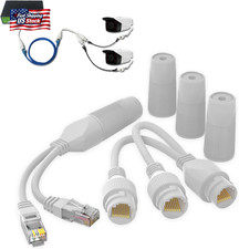 Ethernet Splitter, Waterproof Poe Combiner Splitter Adapter, Run 2 IP Cameras on