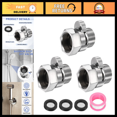 3 Set G1/2'' Shower Shut Off Valve, Brass Water Flow Control for Shower Head, Sil