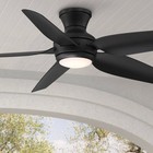52" Del Diego Modern Hugger Outdoor Ceiling Fan with LED Light Remote Black
