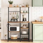HOOBRO Bakers Rack with Power Outlets Microwave Stand Coffee Bar Kitchen Shelf