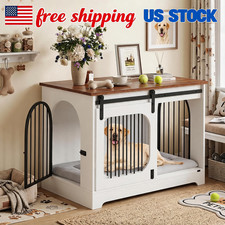 Heavy-Duty Wooden Dog Crate Furniture Indoor Kennel End Table with Cushion