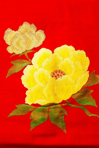 Japanese silk antique band / 1.00kg / red/ 118 - Picture 7 of 10