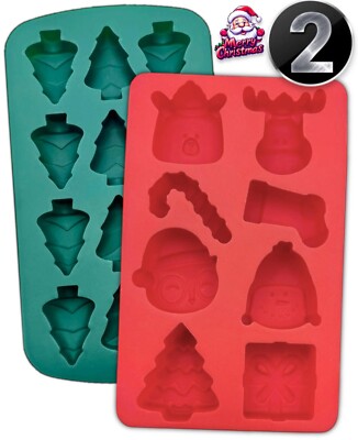 2er Pack Weihnachten Schokolade Kuchen Eis Seife Form Tablett Silikon Backform Süßigkeiten