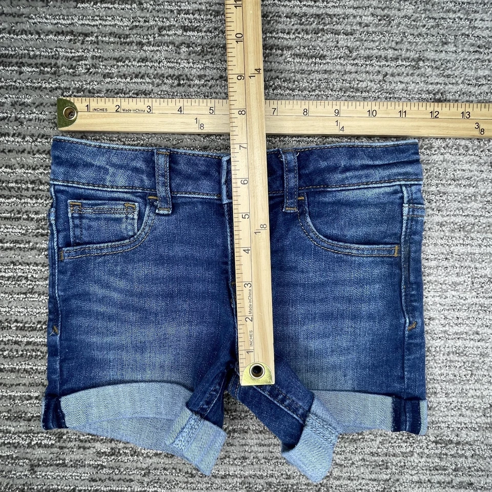Pantalones Cortos Gap Niños Talla 6 Niñas Midi Tiro Medio Puño Azul Denim Foto 3 de 4