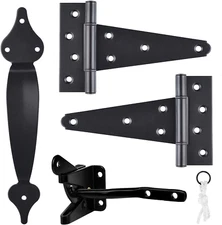 Gate Hardware Kit Heavy Duty,With Self Locking Gate Latch,6 Inch T Strap Gate Hi