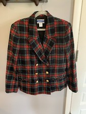 PENDLETON PETITE VINTAGE TARTAIN PLAID JACKET WOOL GOLD CREST BUTTONS 10 US