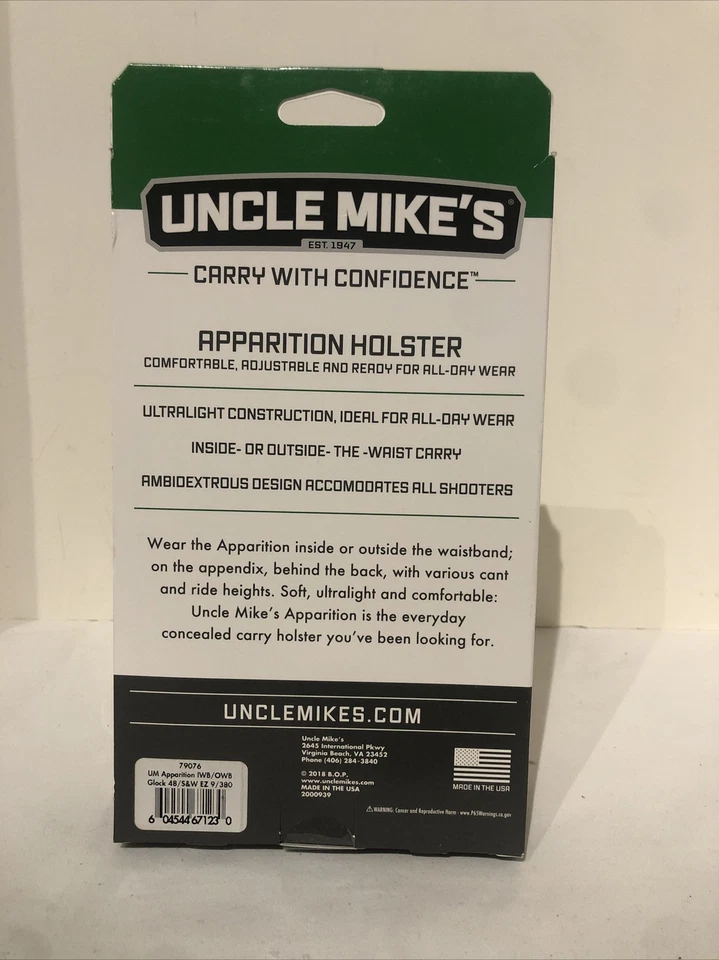 Uncle Mikes Apparition Belt Holster Glock 48/SW Ez Sheild Black Ambi 79076 - Image 4 of 4