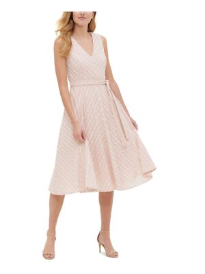 TOMMY HILFIGER Womens Beige Sleeveless Below The Knee Fit + Flare Dress 2  NEW | eBay