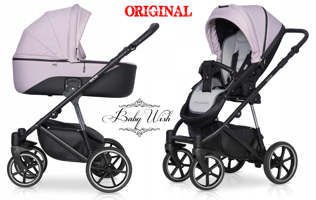 RIKO SIDE BABY PRAM STROLLER 3in1 CARRYCOT + PUSHCHAIR + CAR SEAT