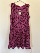 Joe Browns Pink Sleeveless Flocked Skater Dress Stretch - UK Size 18 BNWT