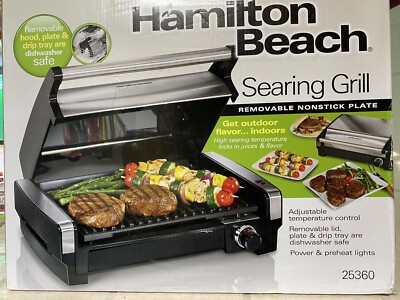 Hamilton Beach 25360 Searing Grill, Stainless Steel New Open Box