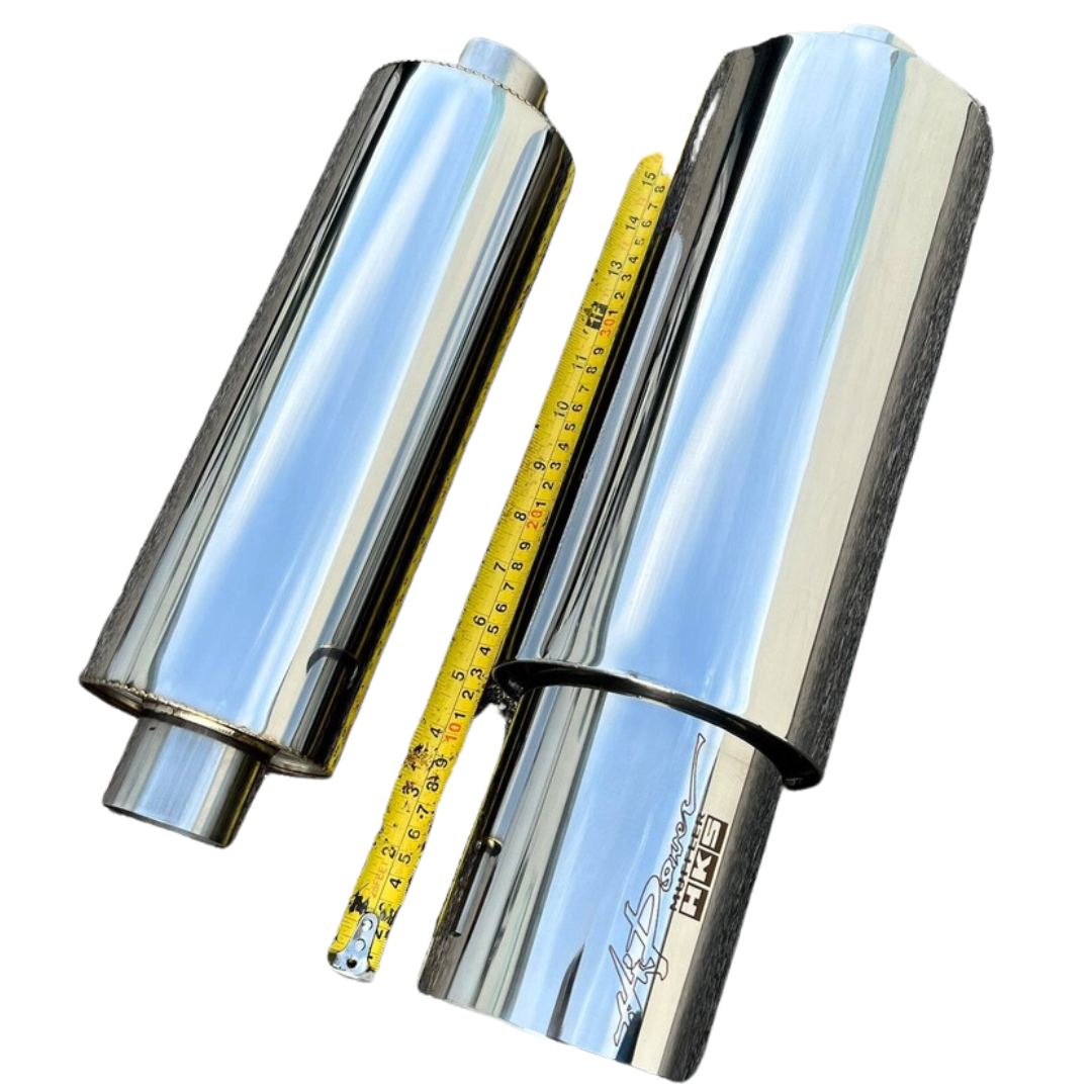 HKS HIPOWER UNIVERSAL SINGLE EXHAUST MUFFLER Inlet 2.5 Outlet 4.0